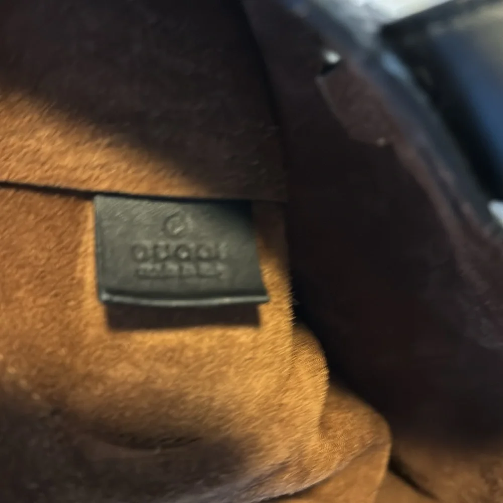 GUCCI Iconic brown suede and black leather large tote - Picture 4 of 7